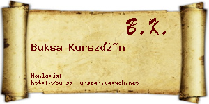 Buksa Kurszán névjegykártya