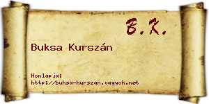 Buksa Kurszán névjegykártya